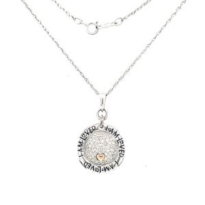 I AM Loved Sterling Silver Necklace Pendant with dia-0.15ctw